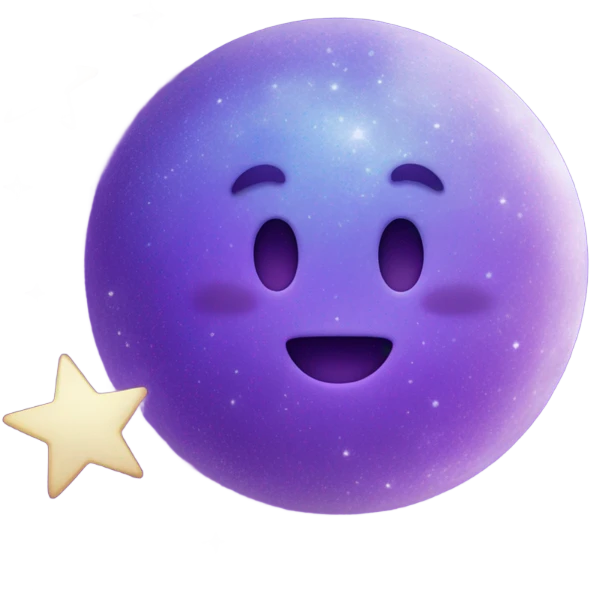 sparkling galaxy with moon and stars in purple and blue shades emoji