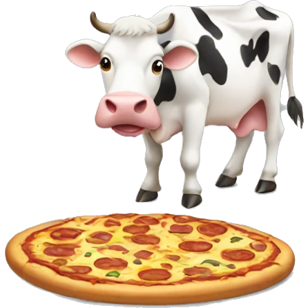Cow eating pizza emoji