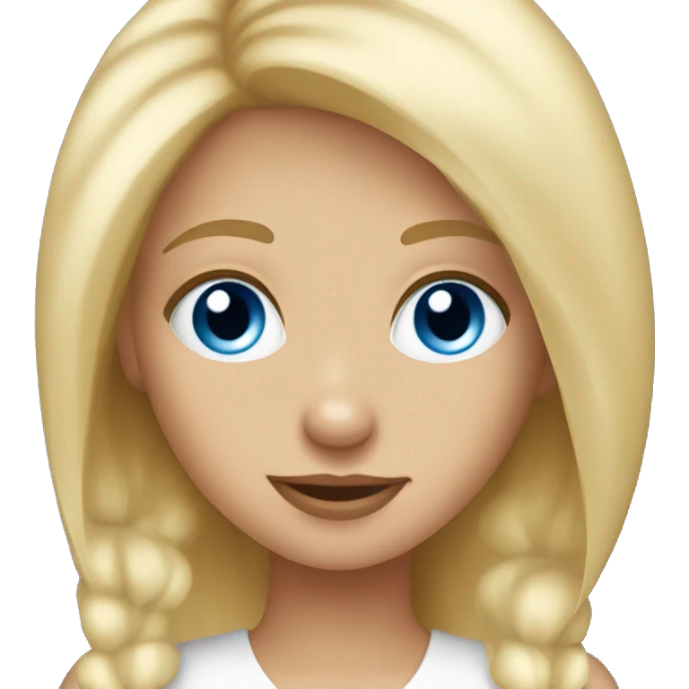 Blonde girl blue eyes holding spitz  emoji