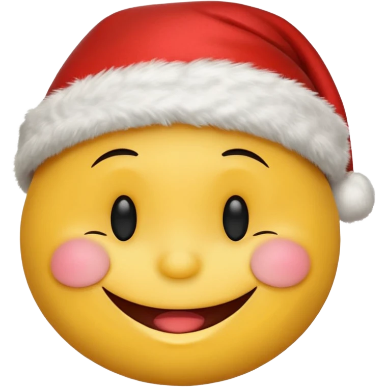 Smiley face smiles with closed eyes in a red Christmas hat emoji