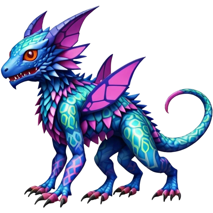  colorful modern cyber-Fakémon-Digimon-Trico-Vernid-creature (full body) emoji