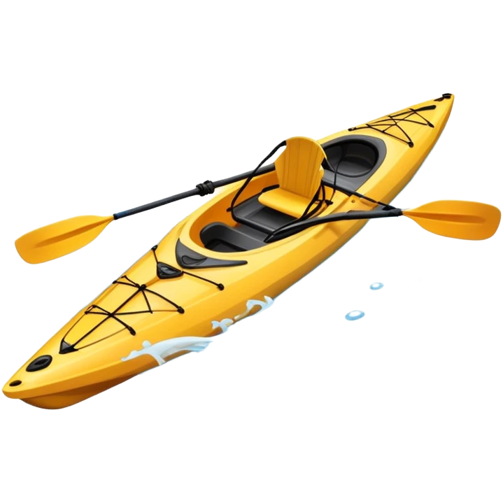 An icon showing a close-up of a sleek kayak with double-bladed paddles gliding through water. Splashes surround the boat as it cuts across a calm surface, symbolizing speed and focus. Transparent background emphasizes the dynamic and personal nature of kayak paddling. emoji