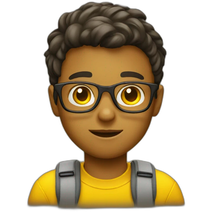 Boy with a yellow bag and glasses emoji