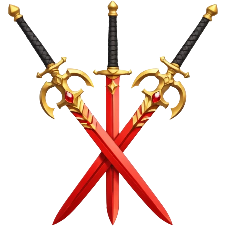 Golden fiery royal two crossed swrods with red gem and golden blade emoji