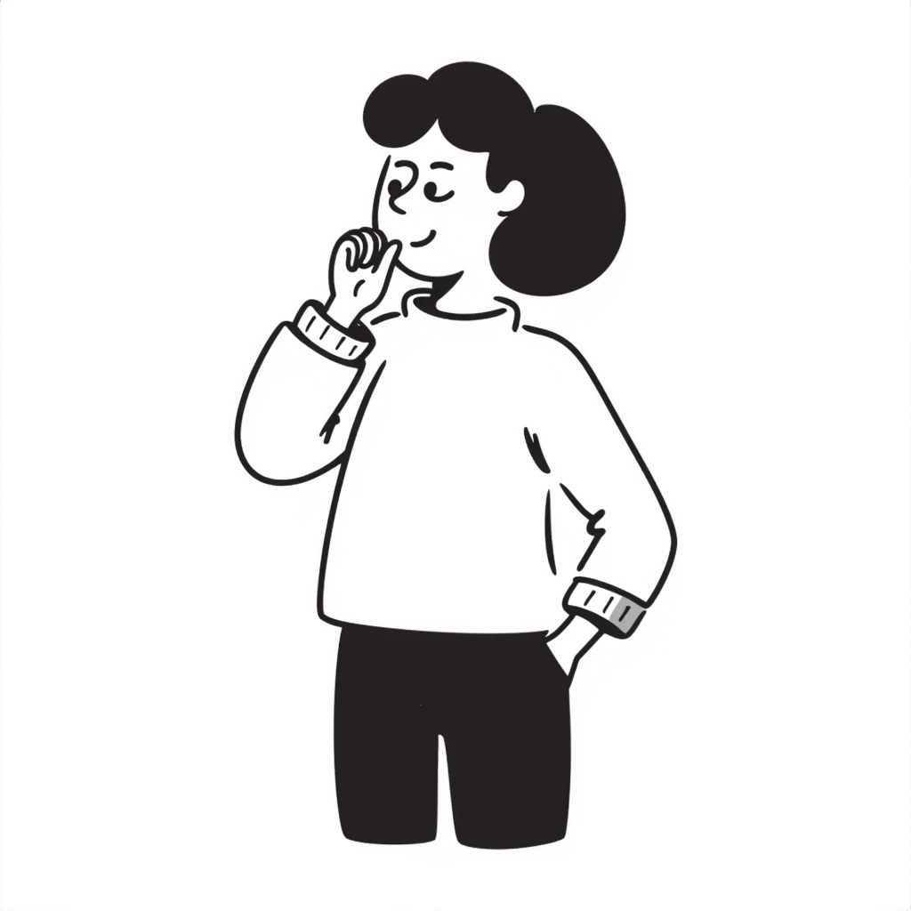 hand-drawn person whispering, loose lines emoji