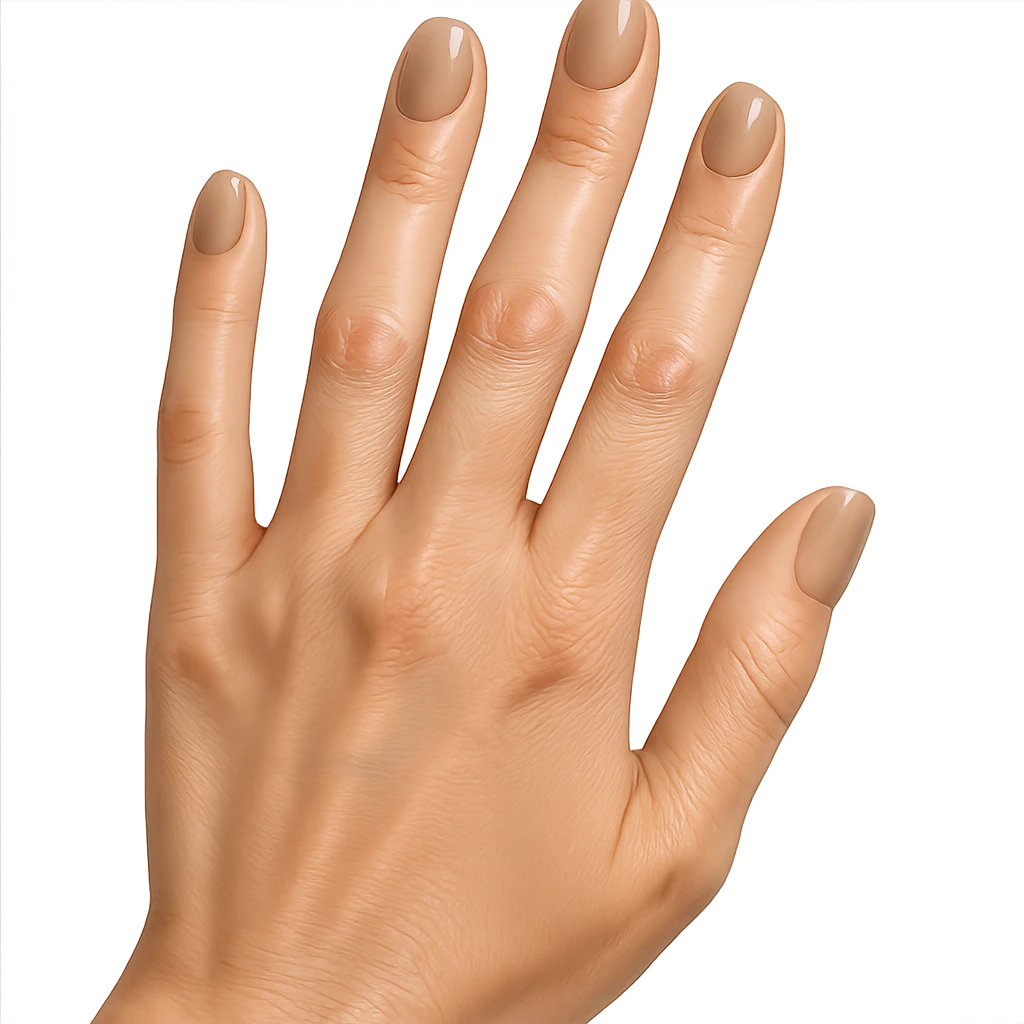 beautiful realistic female hand with five fingers and beige manicure, general style emoji