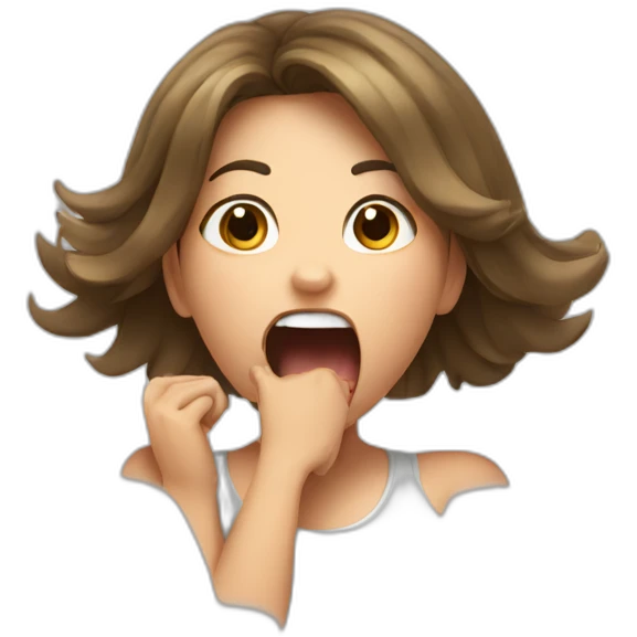 Girl opening mouth and stretching toung out emoji