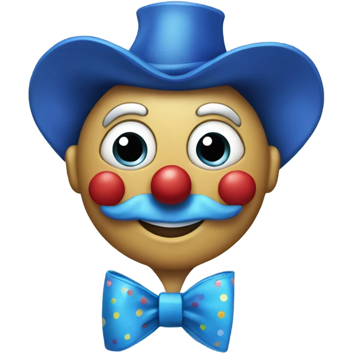 a clown holding a big blue bow emoji