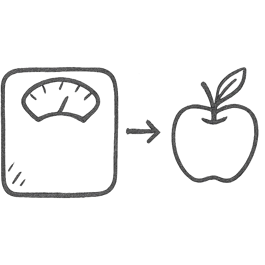 initial step of a diet, schematic style, drawing on white paper, isolated on white background emoji