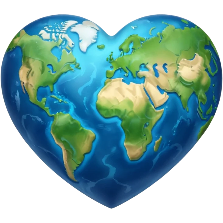 simple and glossy heart-shaped Earth emoji