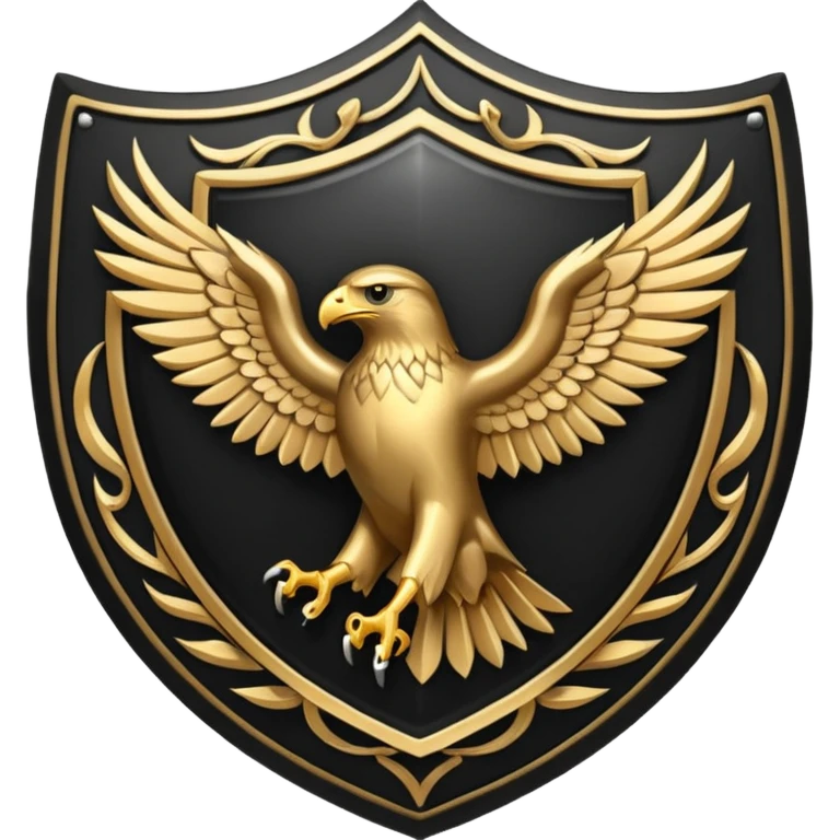 Hawk shield emblem in black and gold emoji
