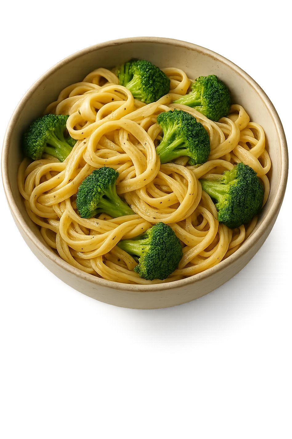 bowl di pasta e broccoli, iperrealistico 4k emoji
