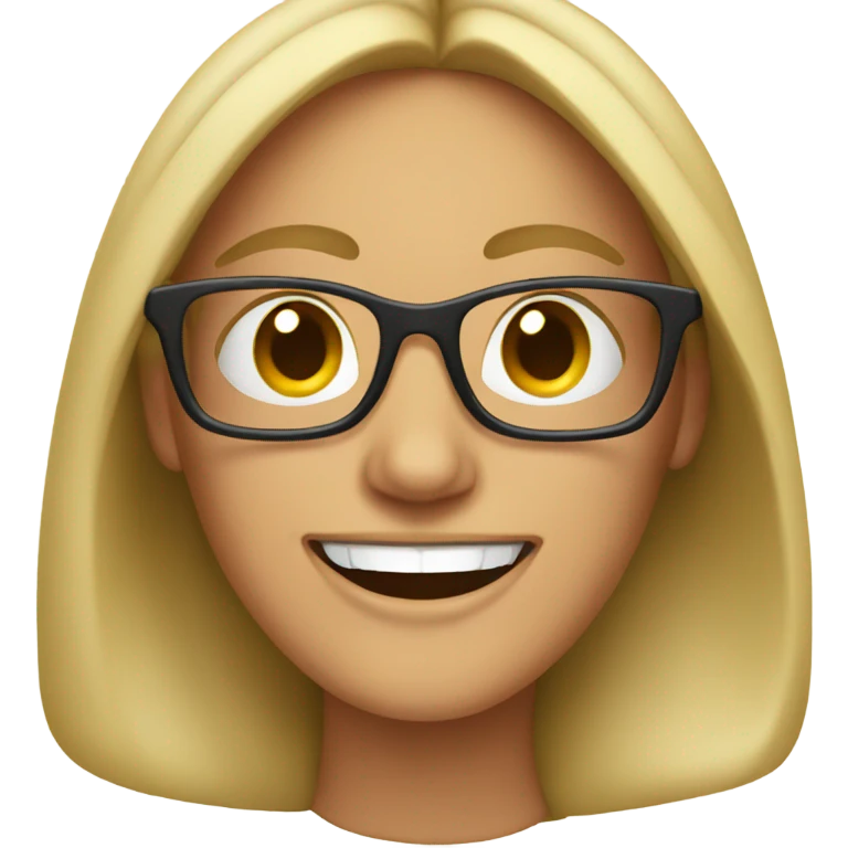 smiling woman with glasses parody emoji