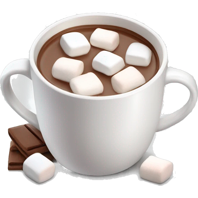 Light white mug of hot chocolate with marshmallows  emoji