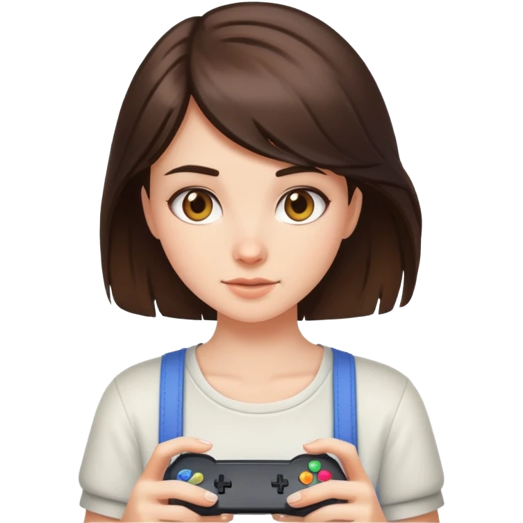 brunette girl playing videogames emoji