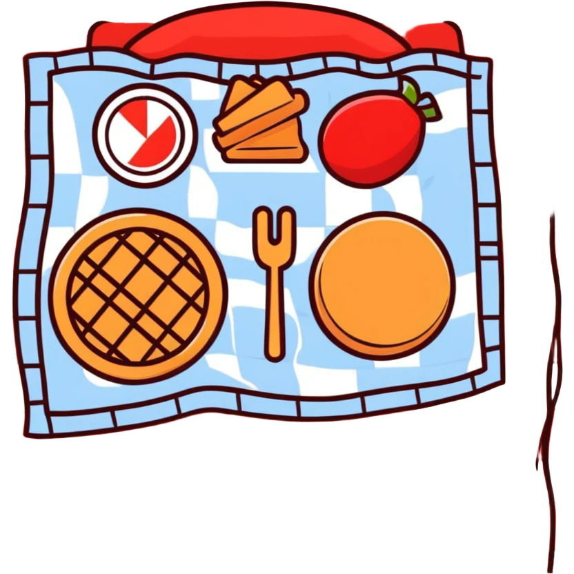picnic with red and white checkered blanket emoji