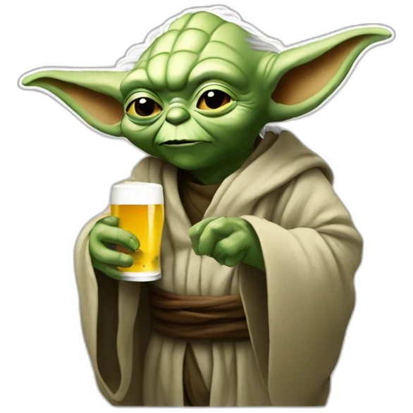 Yoda drinking beer emoji
