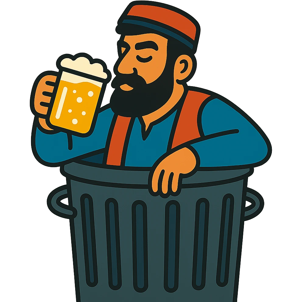 Armenian man drinking beer in a trash can emoji
