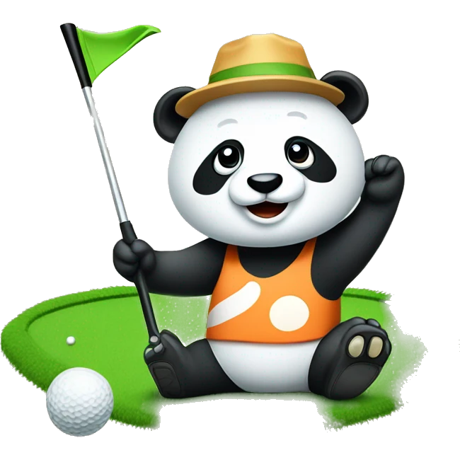 Panda playing golf with hat emoji