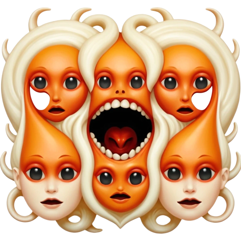 aesthetic brilliant divine lighting, oil paint  -  hieronymus bosch phantasmagoric mutated ivory sirens emoji