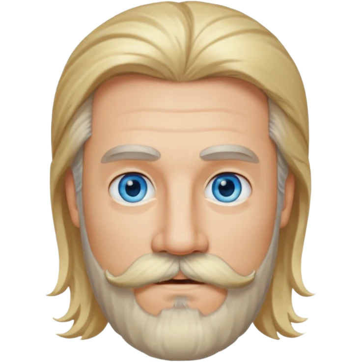 MID AGE MAN WITH LONG BLOND HAIR, MOUSTACH AND BEARD emoji