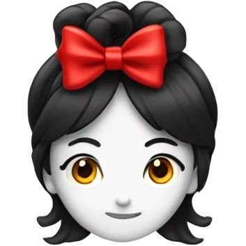 black open hair from behind with a red bow emoji