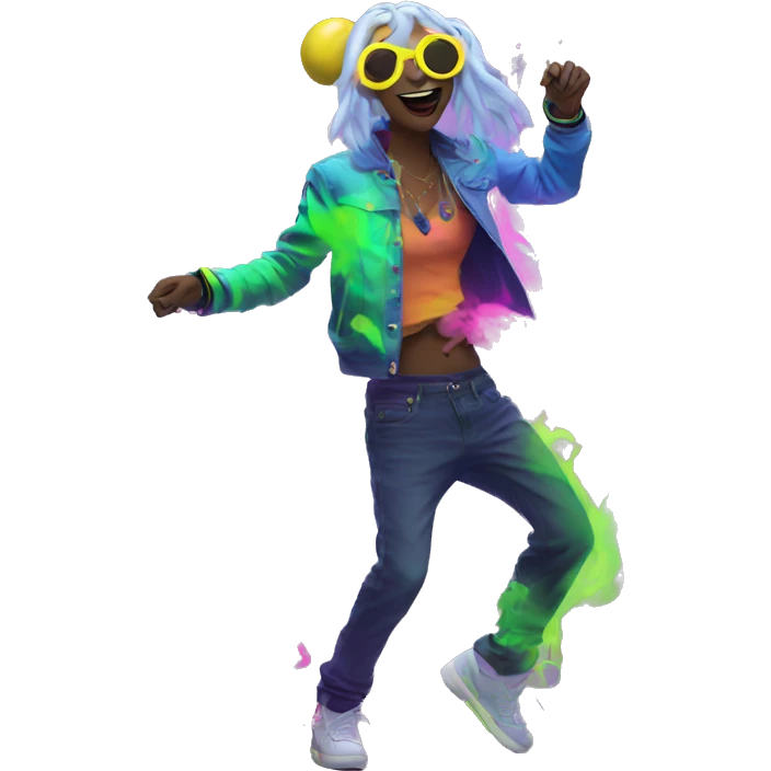 Rave party dancing neon smoking emoji