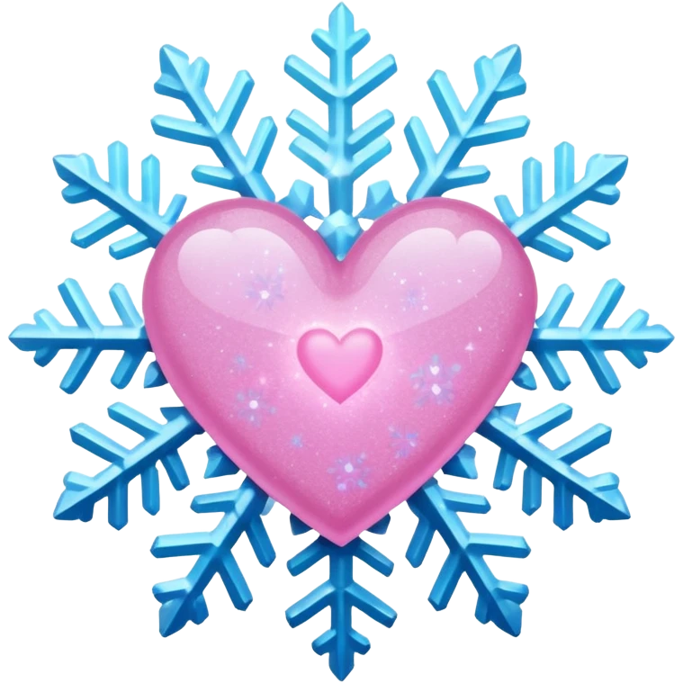 snowflake pink heart color white baby blue and pink glitter glow emoji