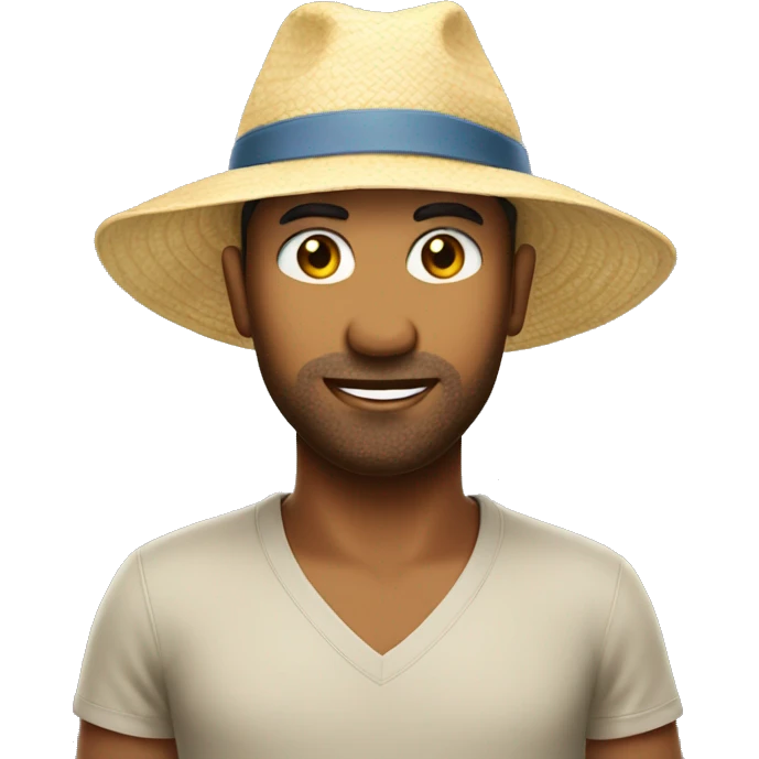Healthy city living caucasian headshot with sunhat emoji