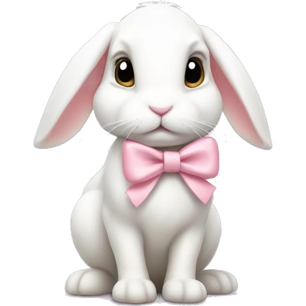 white bunny with pastel pink bow emoji