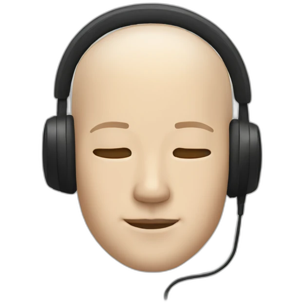 WHITE MAN WITH SHAVED HAIR, RELAXED FACE, CLOSED EYES AND A BLACK HEADPHONE emoji
