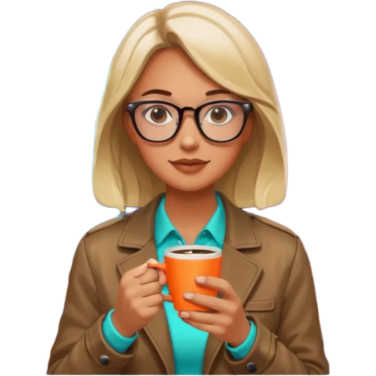 Woman with coffee , coffe shop neon glow, Midnight Wander. emoji