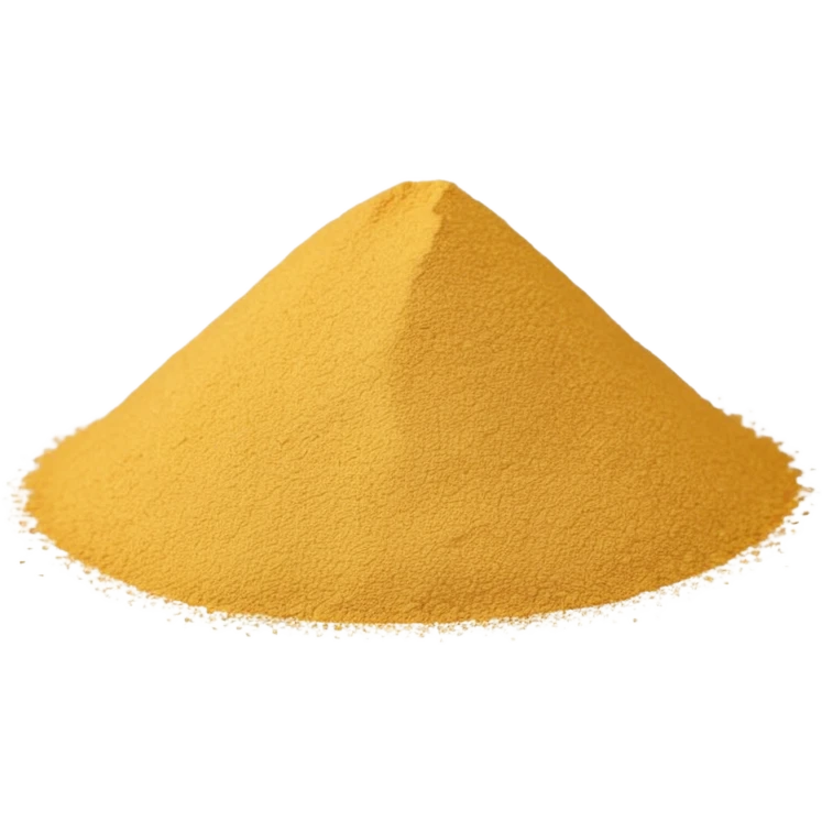 small mound or light scatter of fine golden-beige powder with slightly crystalline texture and dry matte finish, tiny uniform grains, neutral dissolvable ingredient, no spoon or packaging, soft lighting, subtle shadows, emoji scale emoji