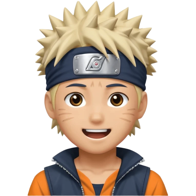 Naruto Anime style happy boy head emoji