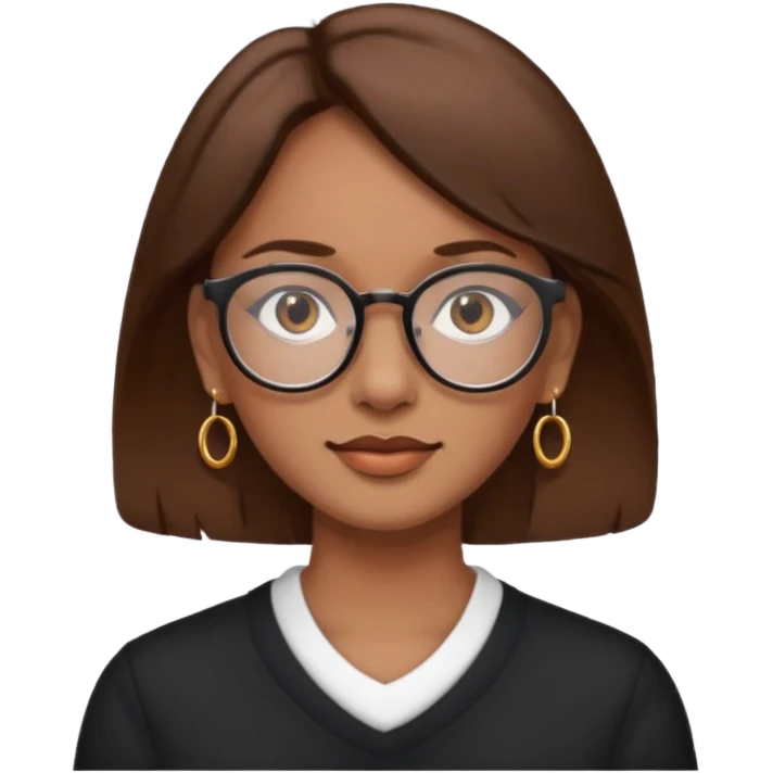 Women brown eye and brown hair with glasses and circle earing emoji