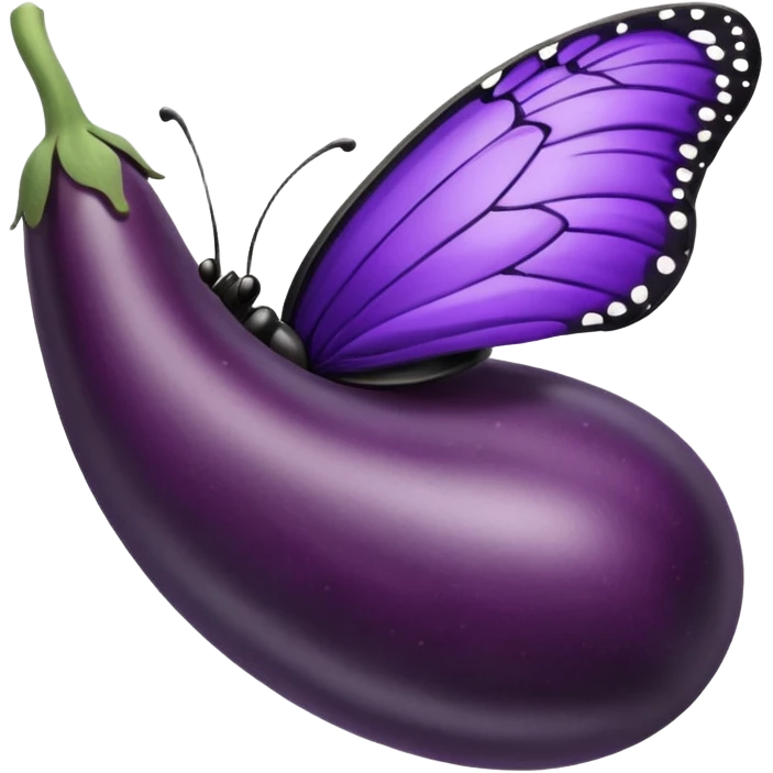 Butterfly with egg plant  emoji