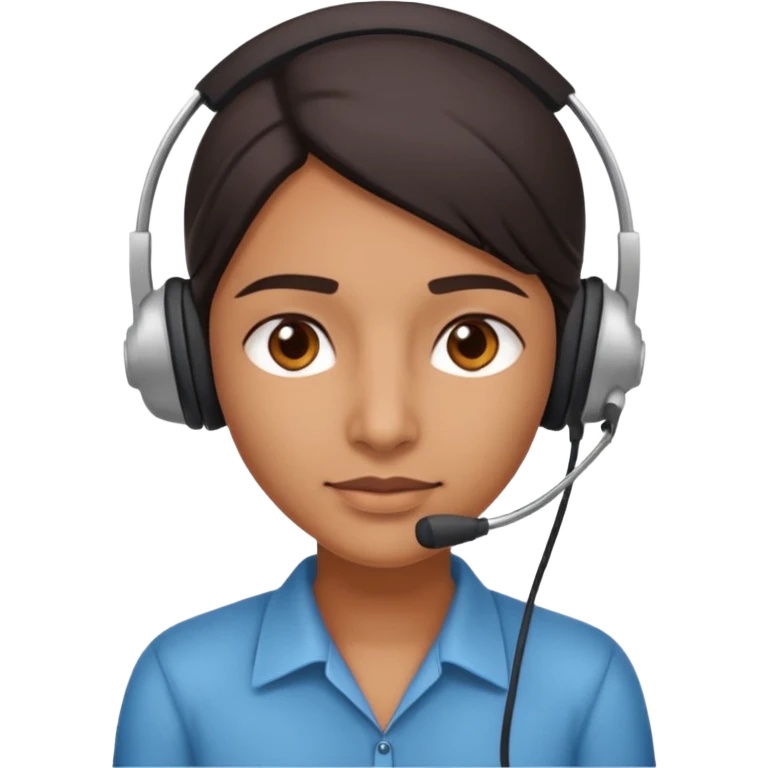 Indian call centre worker with a headset, sly expression, simple background emoji