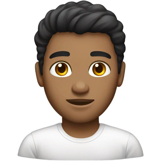 Brunette with freckles brown eyes medium mullet and white t-shirt emoji