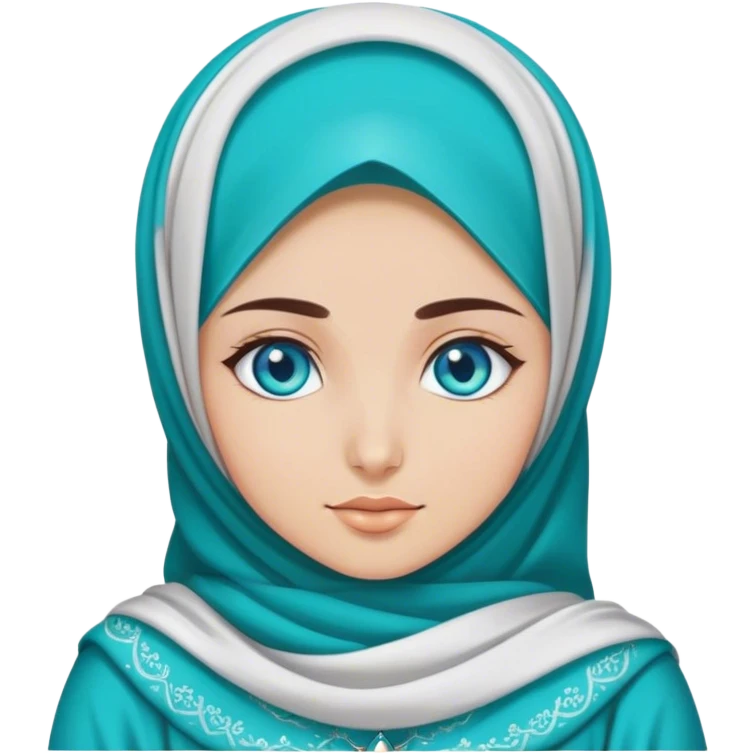Turkish beautiful finish Konya girl blue eyes with hijab and turquoise stone dress emoji