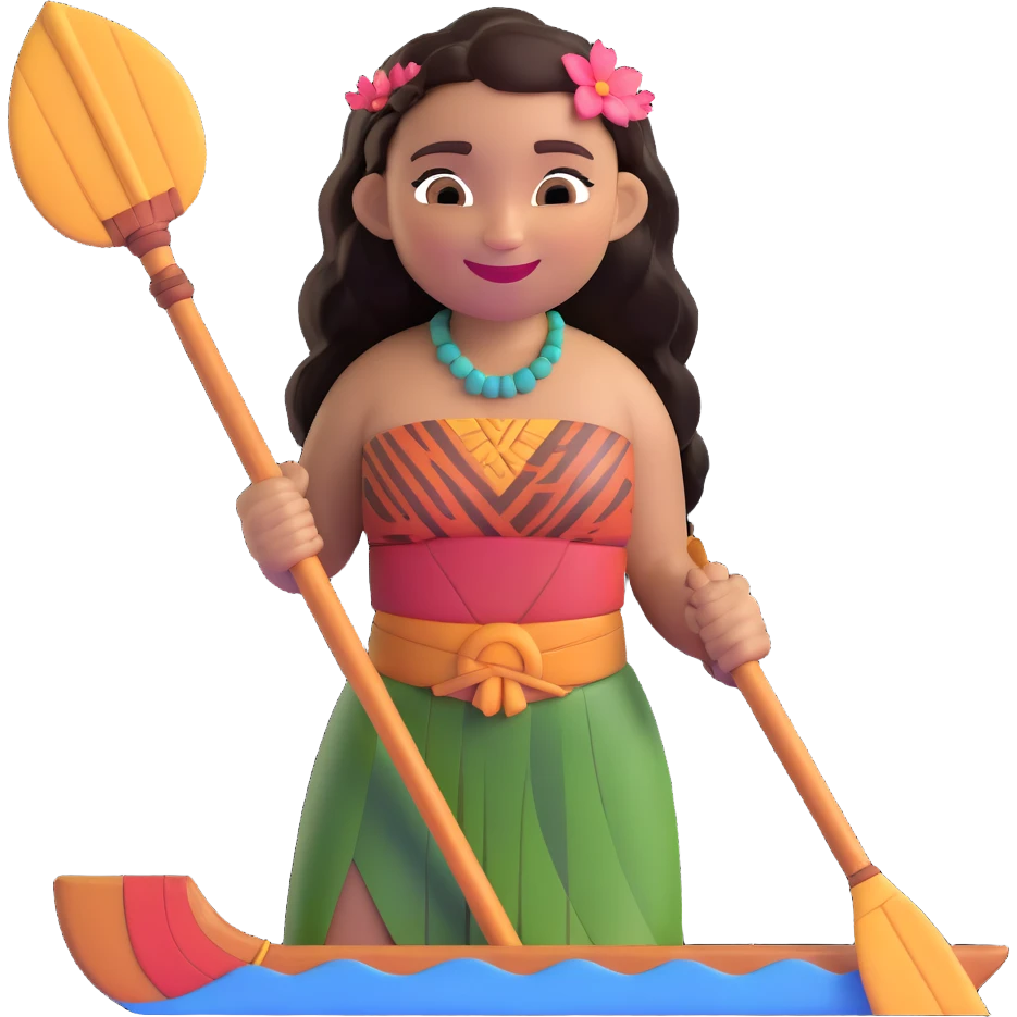 Moana smiling holding an oar emoji
