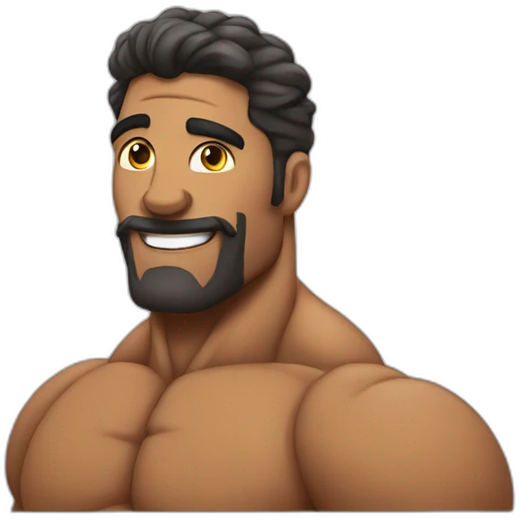 Bodybuilder pelo castaño sin barba emoji