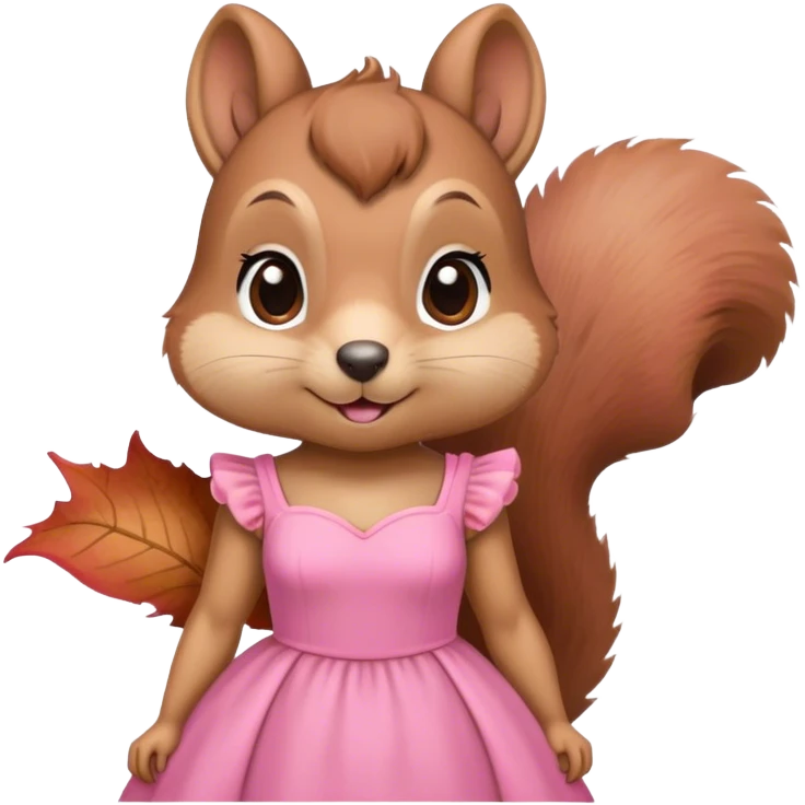 Girl squirrel with pink dress blushing  emoji