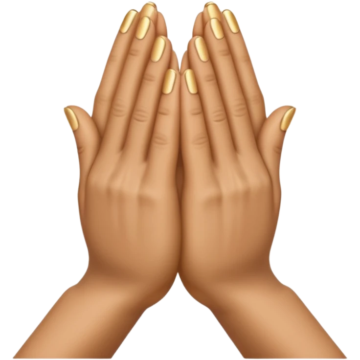 Emoji-style praying metallic hands, realistic proportions, clean outlines emoji