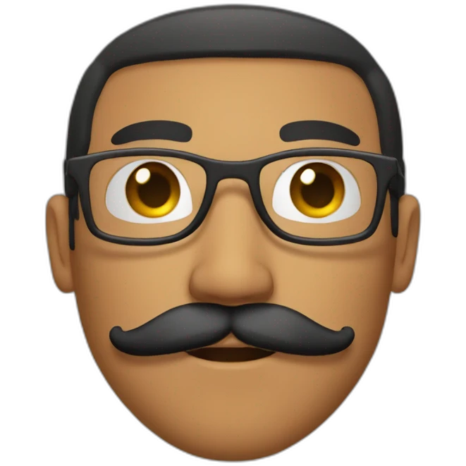 latin man short hair with glases and moustache emoji