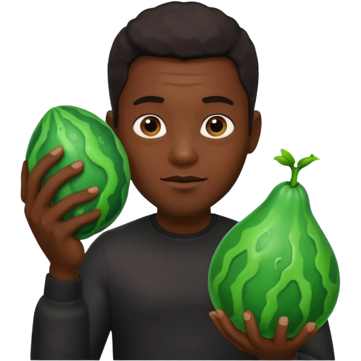 Big black man holding slimy veiny big object emoji
