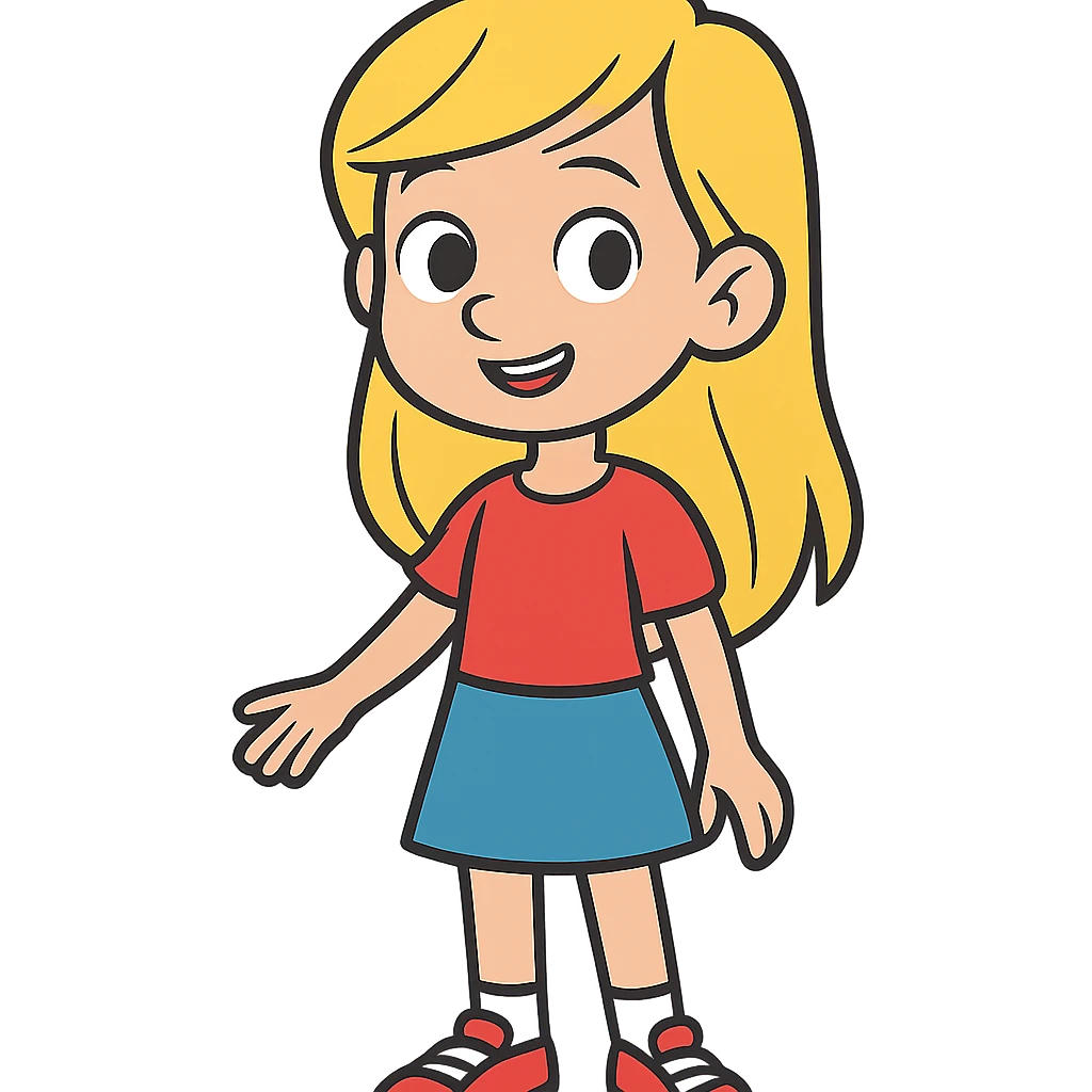 flat toon style blonde girl, clean lines, vibrant colors emoji