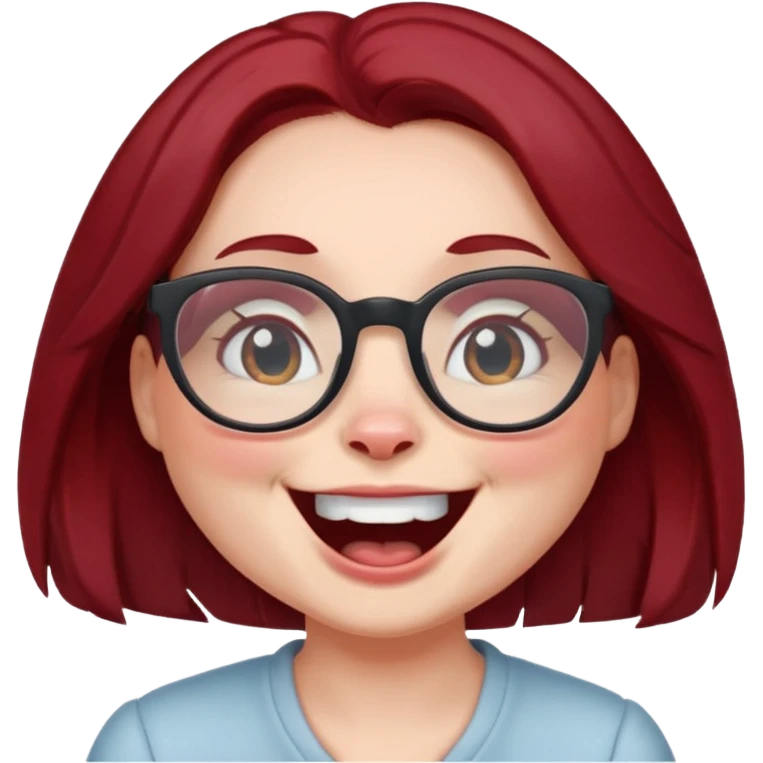 laughing bunny mom with glasses and dark red hair emoji