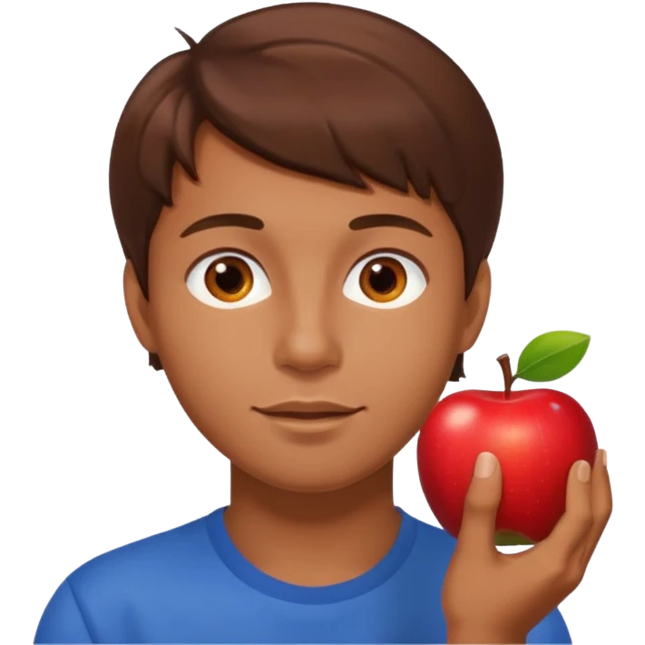 I want you to create an emoji of a SPANISH SERGEANT ,  He should be a young guy with brown hair, brown eyes, his skin color like he’s tan and he’s eating an apple  emoji