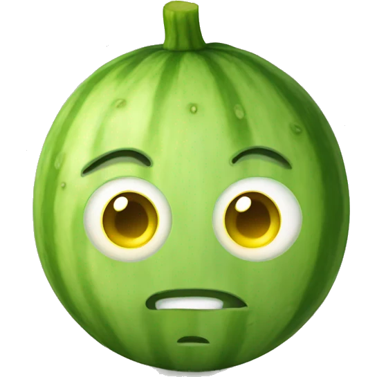 Yellow emoji with a cucumber on its eyes emoji