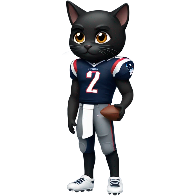 Black cat as a New England Patriots Quarterback  emoji
